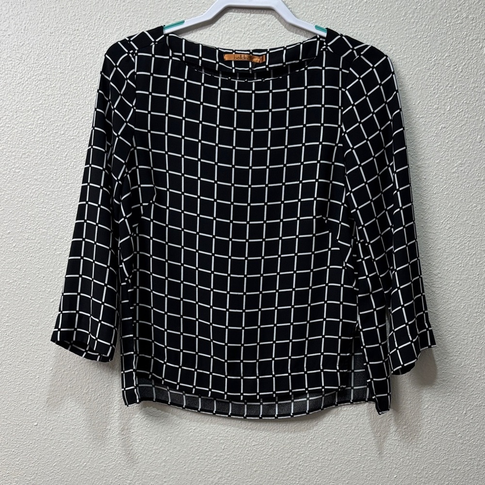 Belldini Black and White Checkered Blouse